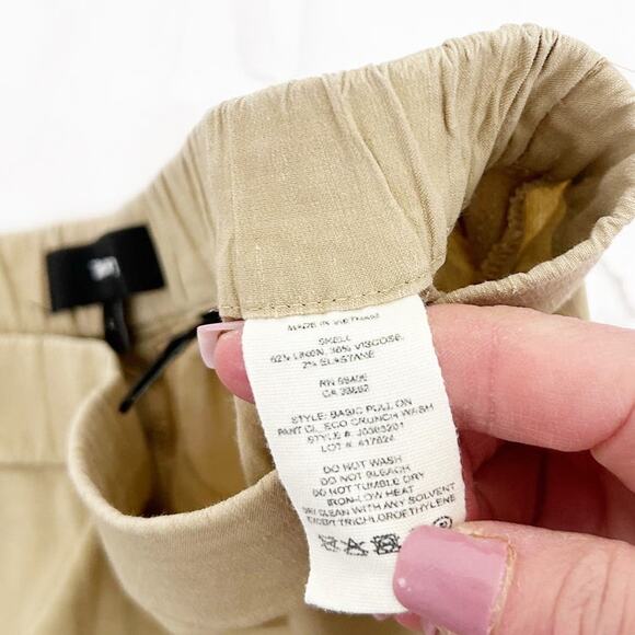 Theory Tan Linen Blend Pull On Eco Crunch Pants Sz 4 - Picture 3 of 5